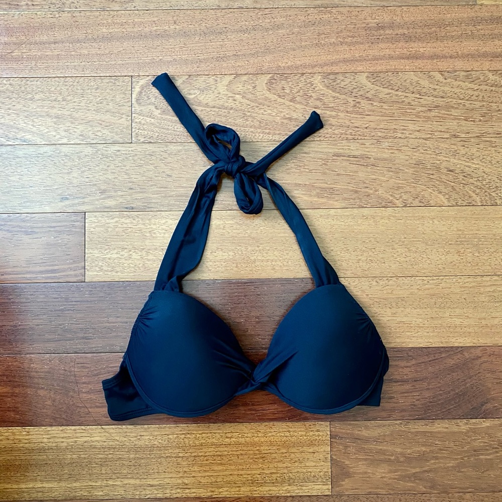 Black Halter Push-up Bikini Top